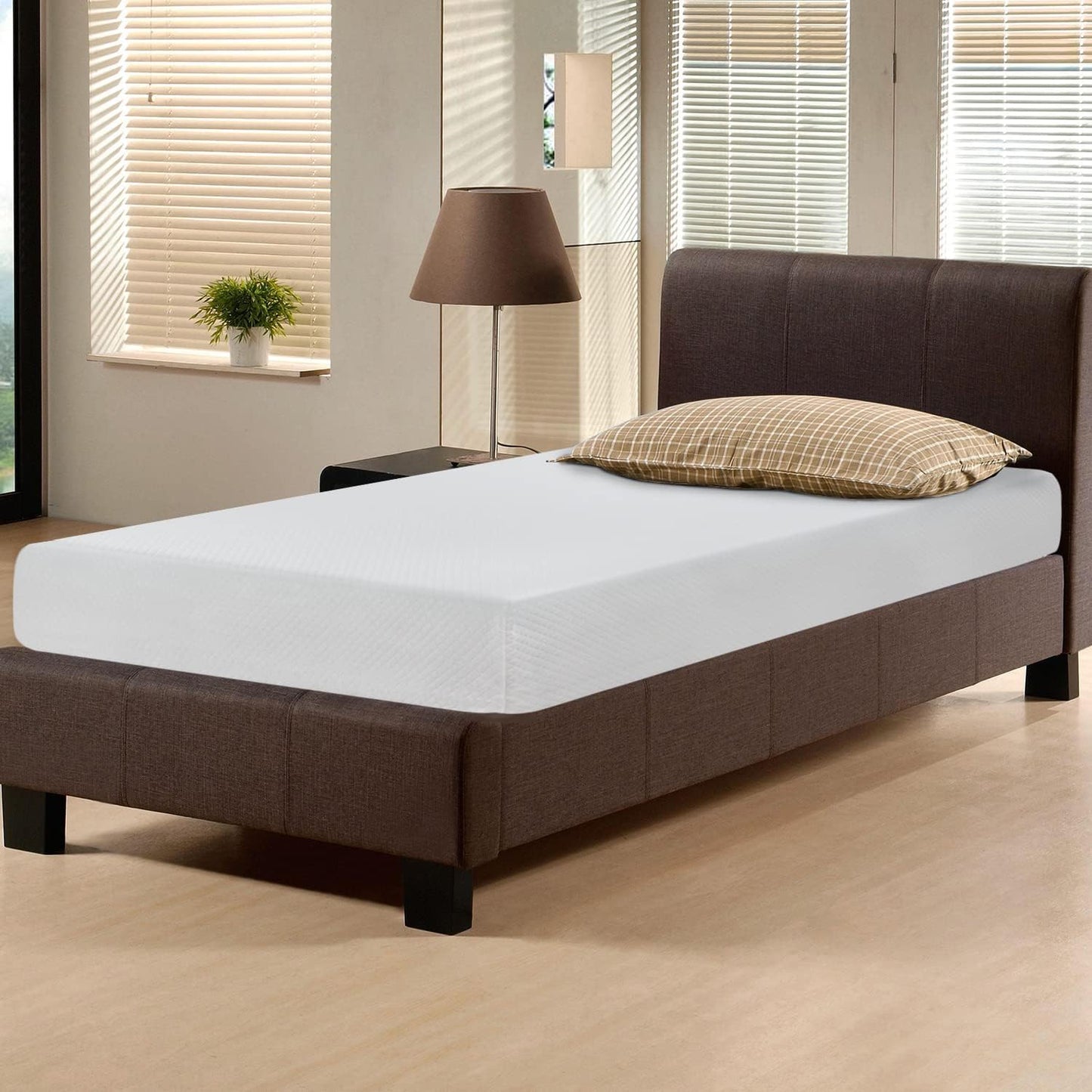 FDW | 5 Inch Twin Mattress | Medium Firm | Gel Memory Foam Mattress | White | Bed in a Box, CertiPUR-US Certified | Pressure Relief, Cooling Ventilated Foam | Washable Removable Cover