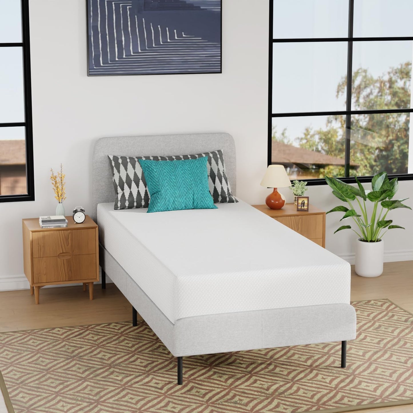 FDW | 5 Inch Twin Mattress | Medium Firm | Gel Memory Foam Mattress | White | Bed in a Box, CertiPUR-US Certified | Pressure Relief, Cooling Ventilated Foam | Washable Removable Cover