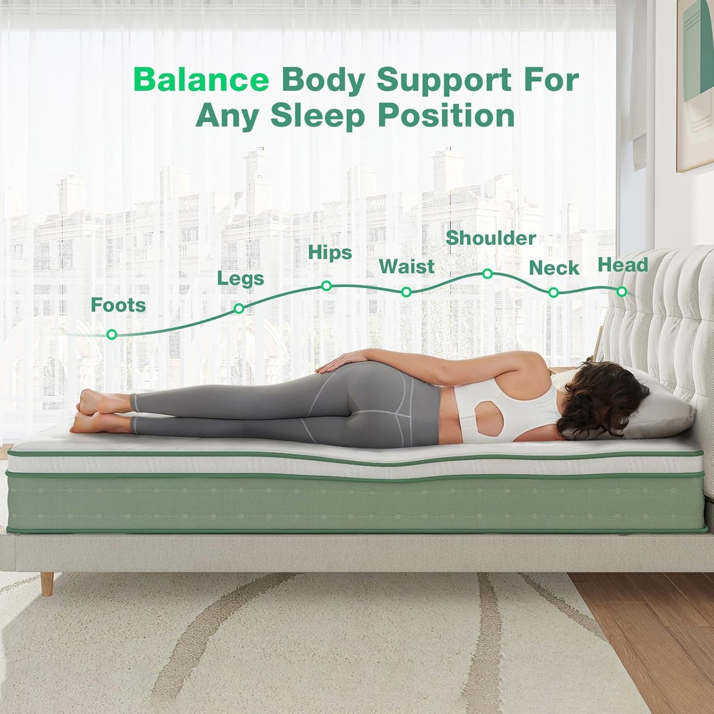 Novilla Queen Size Mattress, 10 Inch Hybrid Mattress in a Box, Foam with Individual Pocket Coils for Quality Sleep, Pillow Top Queen Mattresses with Quilted Cover, Release Pressure