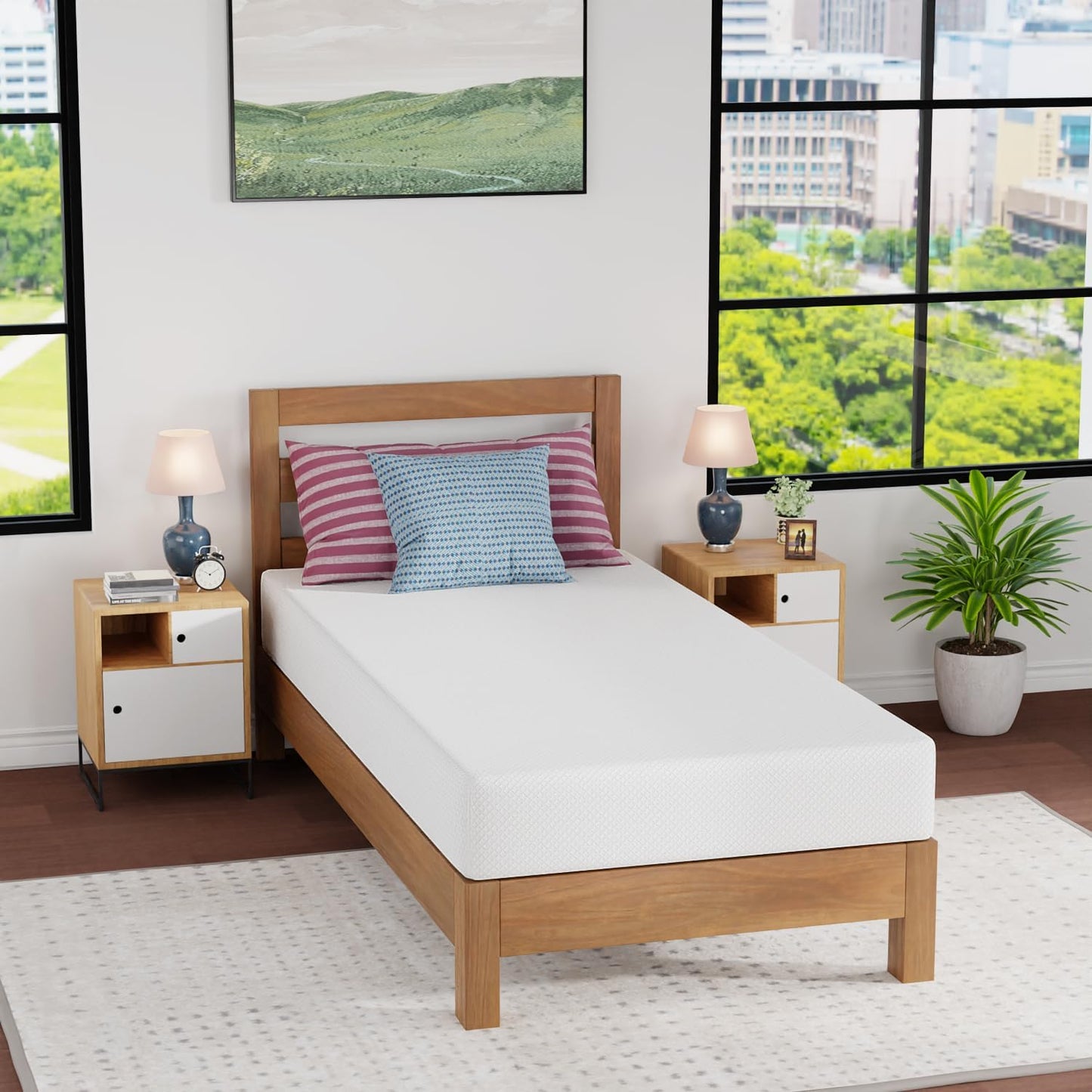 FDW | 5 Inch Twin Mattress | Medium Firm | Gel Memory Foam Mattress | White | Bed in a Box, CertiPUR-US Certified | Pressure Relief, Cooling Ventilated Foam | Washable Removable Cover