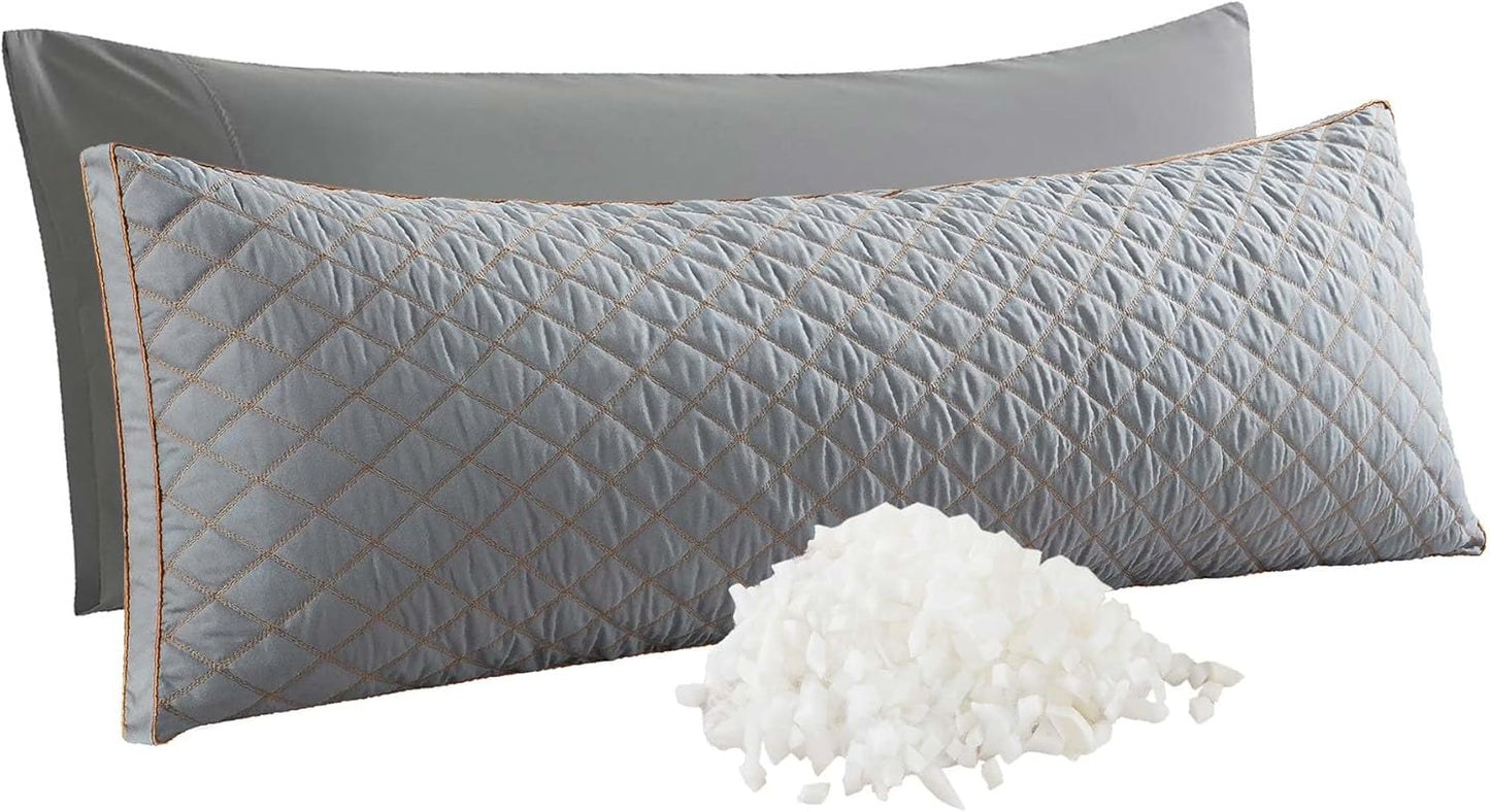 WhatsBedding Memory Foam Body Pillow with Removable Pillowcase-Fluffy Body Pillows for Adults -Large Long Bed Pillows for Sleeping - 20x54 inch, White