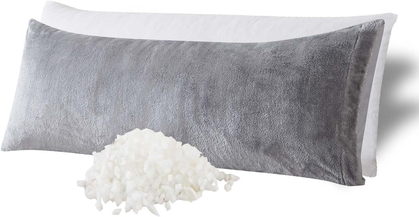 WhatsBedding Memory Foam Body Pillow with Removable Pillowcase-Fluffy Body Pillows for Adults -Large Long Bed Pillows for Sleeping - 20x54 inch, White