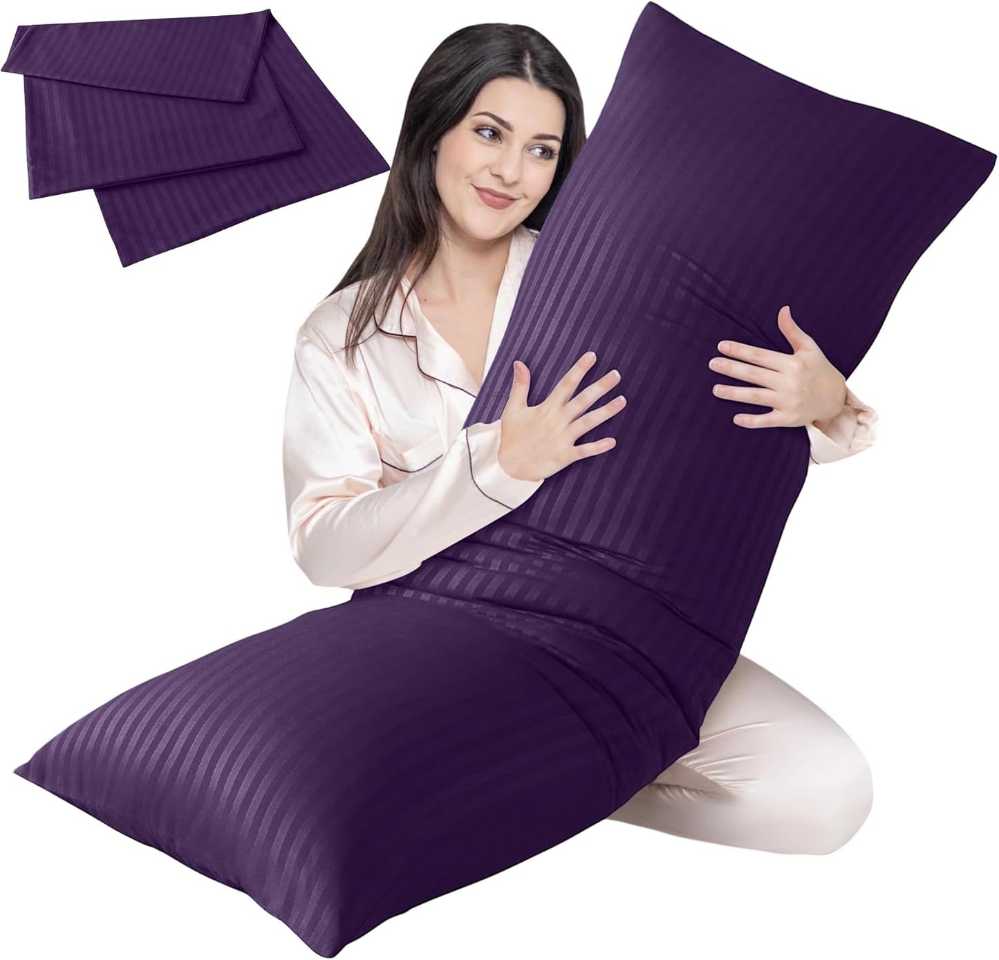 Cosybay Full Body Pillow Insert with Sage Green Pillowcase - Fluffy Long Bed Pillow for Adults - Firm Large Body Pillow with Washable Cover for Side and Back Sleepers - 20x54 Inch(Sage Green)