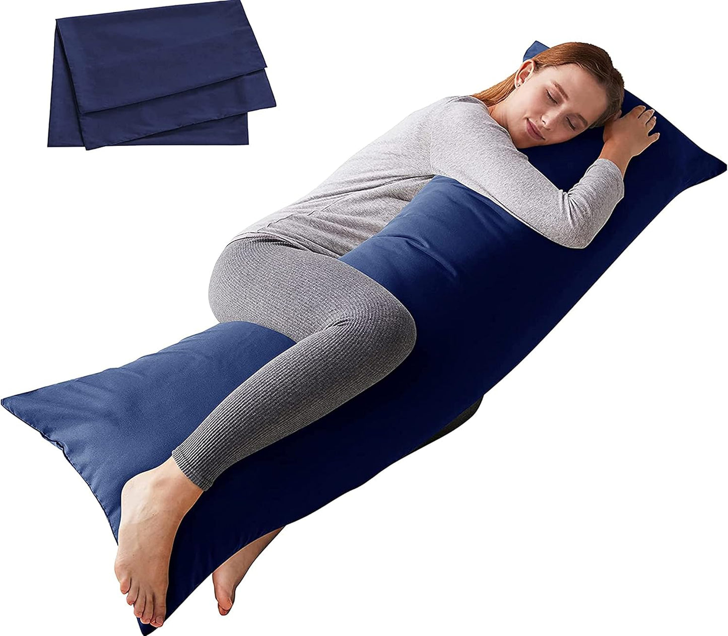ELNIDO QUEEN Body Pillow with Pillowcase - Soft Long Bed Pillow for Adults - Breathable Full Body Pillow Insert for Sleeping, 20x54inches, Grey