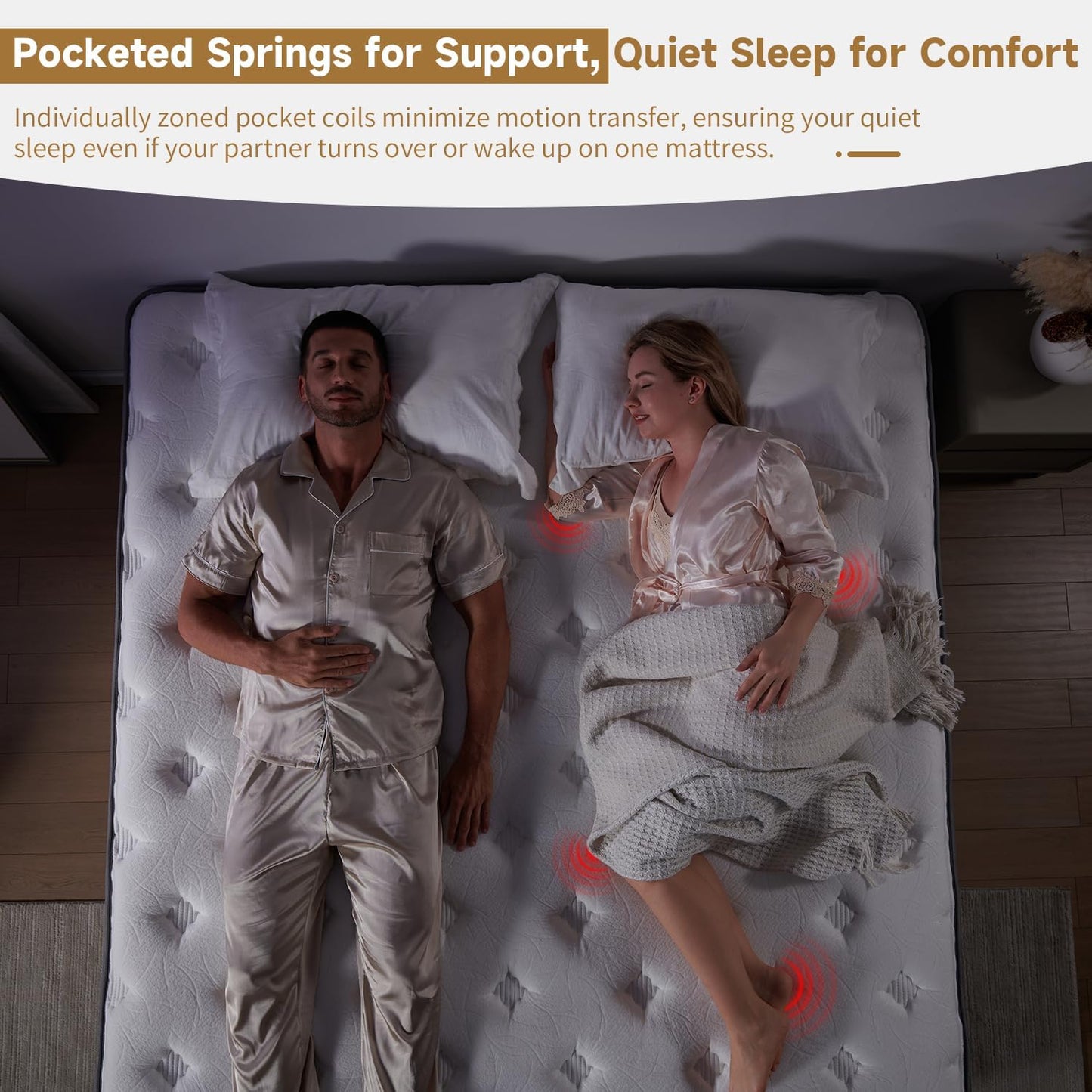 Queen Size Mattress 12 Inch, Hybrid Memory Foam Mattress with Zoned Pocket Coils Support and Motion Isolation Design, Strengthen Edge Support,CertiPUR-US Certified, Medium Firm in a Box