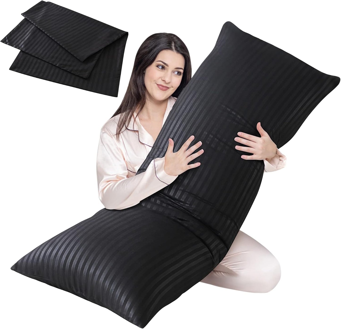 Cosybay Full Body Pillow Insert with Sage Green Pillowcase - Fluffy Long Bed Pillow for Adults - Firm Large Body Pillow with Washable Cover for Side and Back Sleepers - 20x54 Inch(Sage Green)