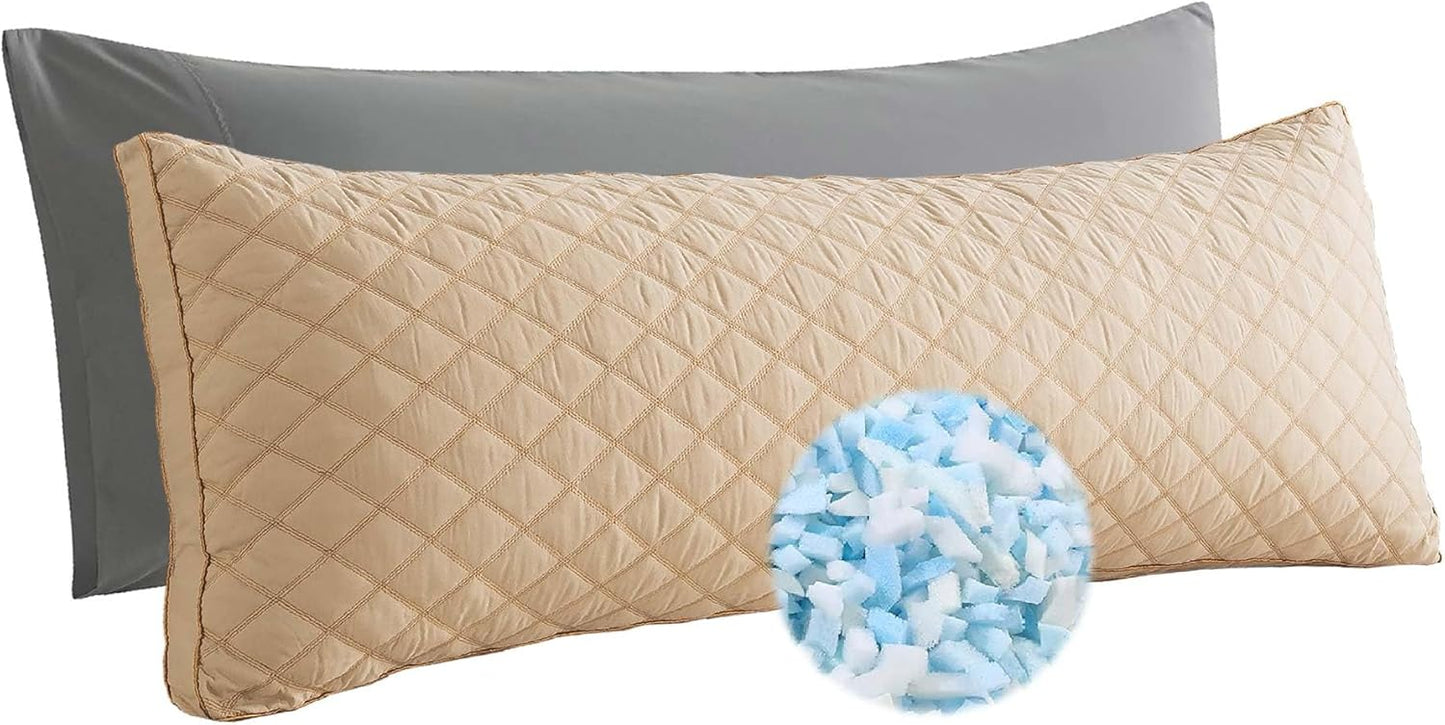 WhatsBedding Memory Foam Body Pillow with Removable Pillowcase-Fluffy Body Pillows for Adults -Large Long Bed Pillows for Sleeping - 20x54 inch, White