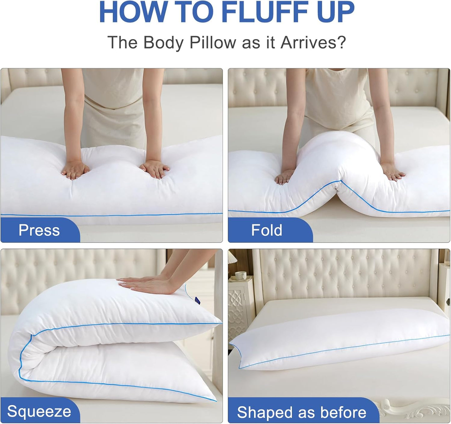 YZ HOME Memory Foam Body Pillow Insert - Full Body Pillow for Adults - Soft Large Long Bed Pillow for Side Sleeper (White, 20 Inchx54 Inch)