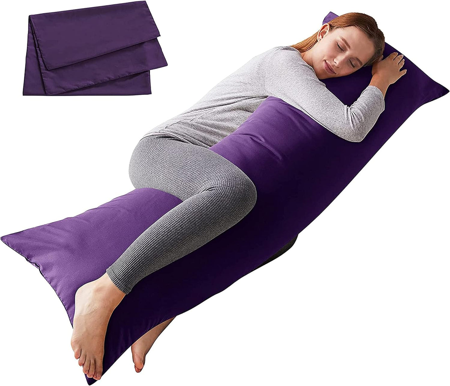 ELNIDO QUEEN Body Pillow with Pillowcase - Soft Long Bed Pillow for Adults - Breathable Full Body Pillow Insert for Sleeping, 20x54inches, Grey