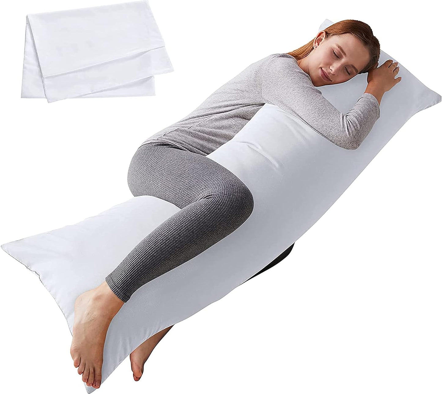 ELNIDO QUEEN Body Pillow with Pillowcase - Soft Long Bed Pillow for Adults - Breathable Full Body Pillow Insert for Sleeping, 20x54inches, Grey