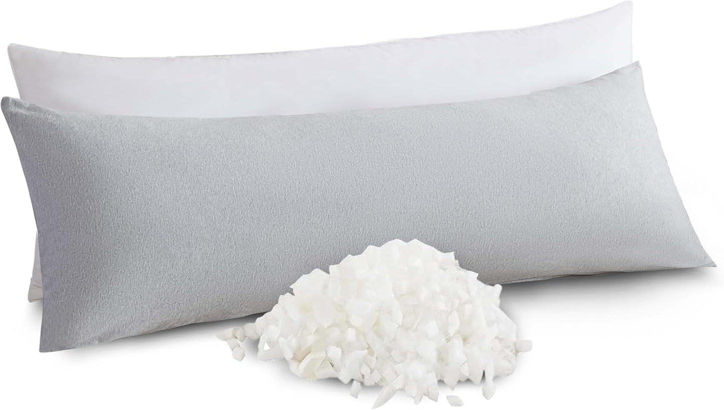 WhatsBedding Memory Foam Body Pillow with Pillowcase, Soft Large Long Bed Pillow for Adults, Breathable Full Body Pillow with Removable Pillow Cover - Dark Grey