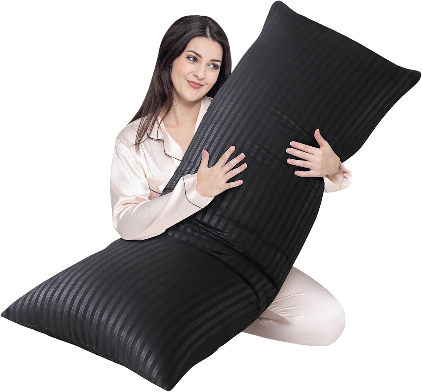 Cosybay Full Body Pillow Insert with Sage Green Pillowcase - Fluffy Long Bed Pillow for Adults - Firm Large Body Pillow with Washable Cover for Side and Back Sleepers - 20x54 Inch(Sage Green)
