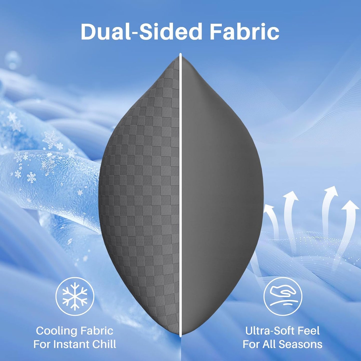 YZ HOME Cooling Body Pillow for Adults- Pillow Insert with Shredded Blue Memory Foam, Soft Support for Side Sleepper, Pregnant Women, Back Pain Relief, Washable Pillowcase (20x54 Inch, Grey)