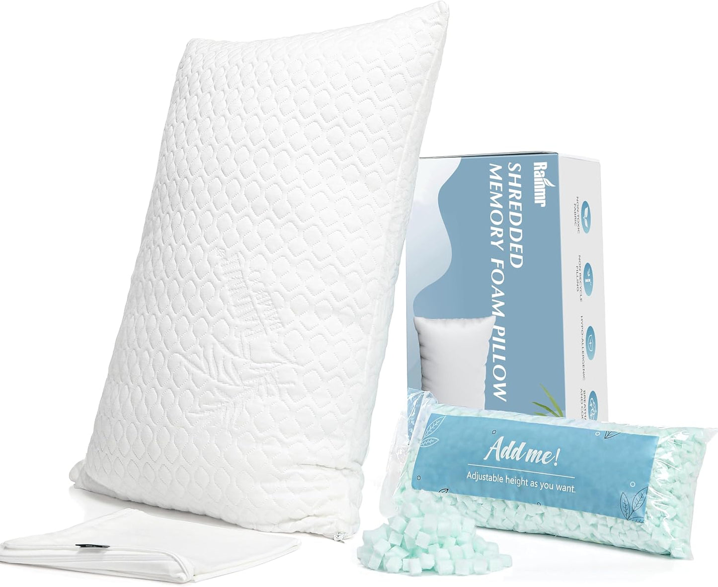 Shredded Memory Foam Full Body Pillow – Side Sleeper – Huggable Long Pillow for Body Relief – with Ultra Soft Cooling Cover, 20 x 54 inches