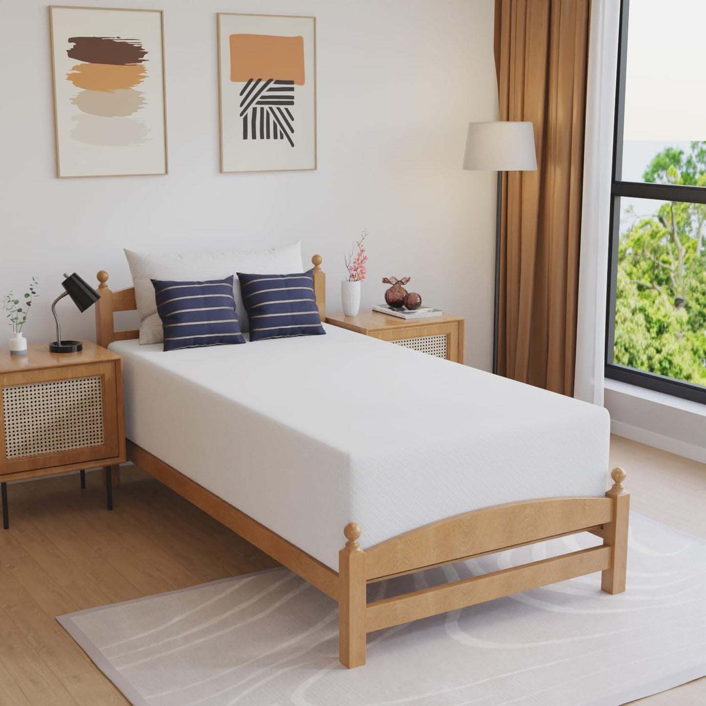 FDW | 5 Inch Twin Mattress | Medium Firm | Gel Memory Foam Mattress | White | Bed in a Box, CertiPUR-US Certified | Pressure Relief, Cooling Ventilated Foam | Washable Removable Cover