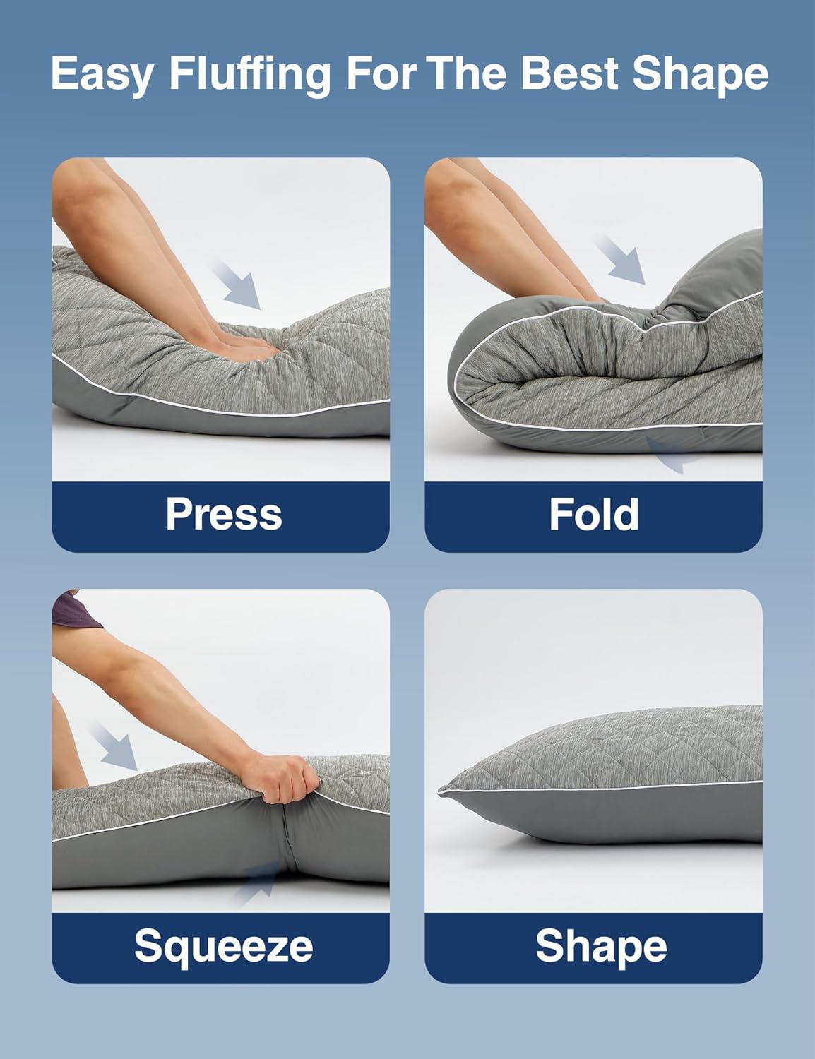 ZonLi Cooling Body Pillow for Adults Grey, Quilted Support Long Pillow with Ice Silk Fabric - Orthopedic Pillow for Side Sleepers, Back Pain, Pregnancy & Hot Sleepers (20x54 Inches)