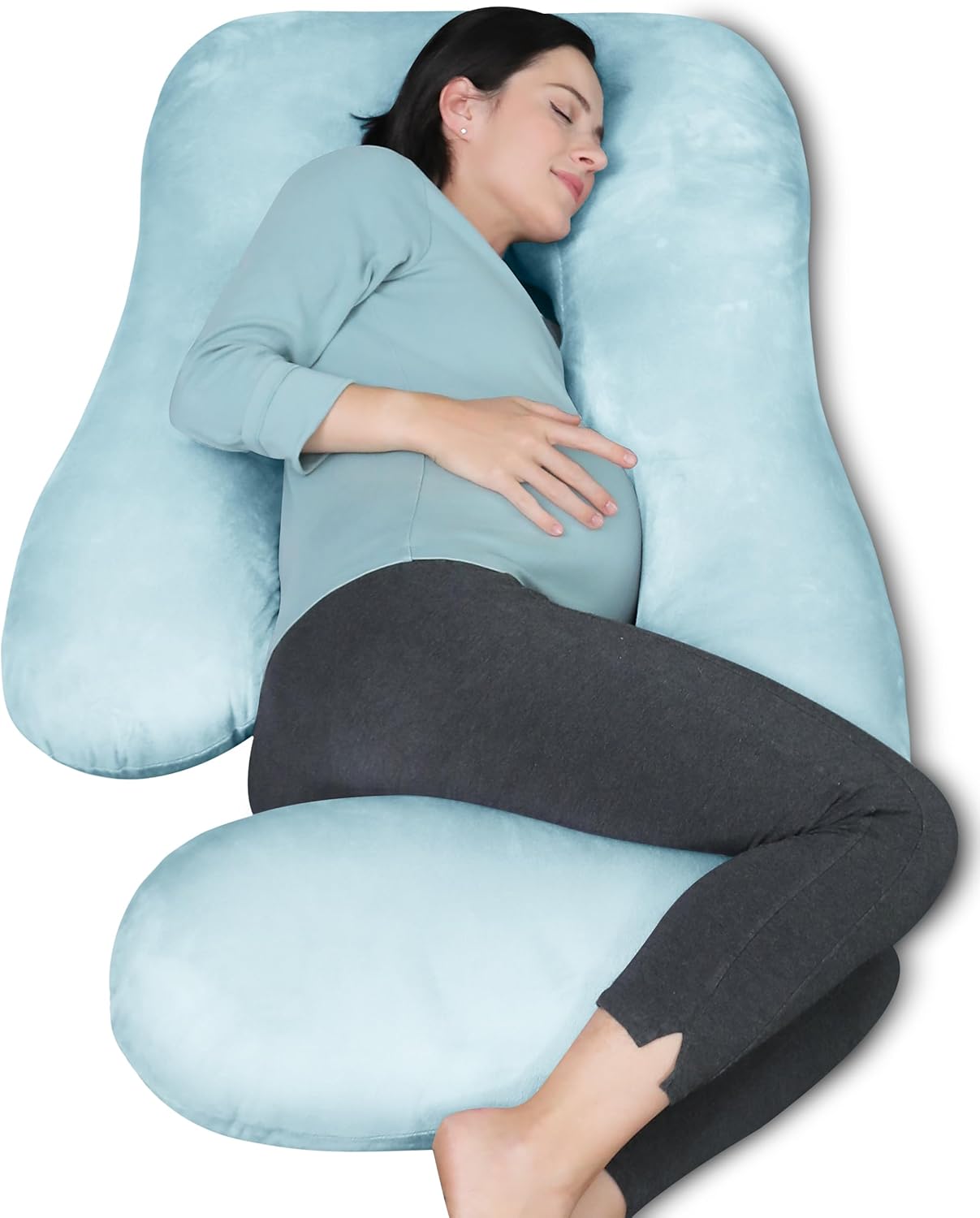 MOON PARK Pregnancy Pillows for Sleeping - U Shaped Full Body Maternity Pillow with Removable Cover - Support for Back, Legs, Belly, HIPS - 57 Inch Pregnancy Pillow for Women - Grey