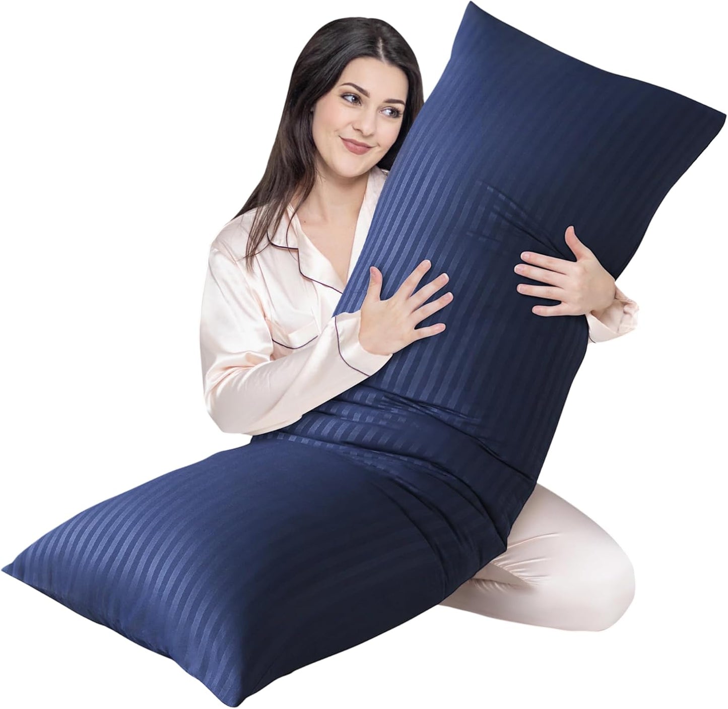 Cosybay Full Body Pillow Insert with Sage Green Pillowcase - Fluffy Long Bed Pillow for Adults - Firm Large Body Pillow with Washable Cover for Side and Back Sleepers - 20x54 Inch(Sage Green)