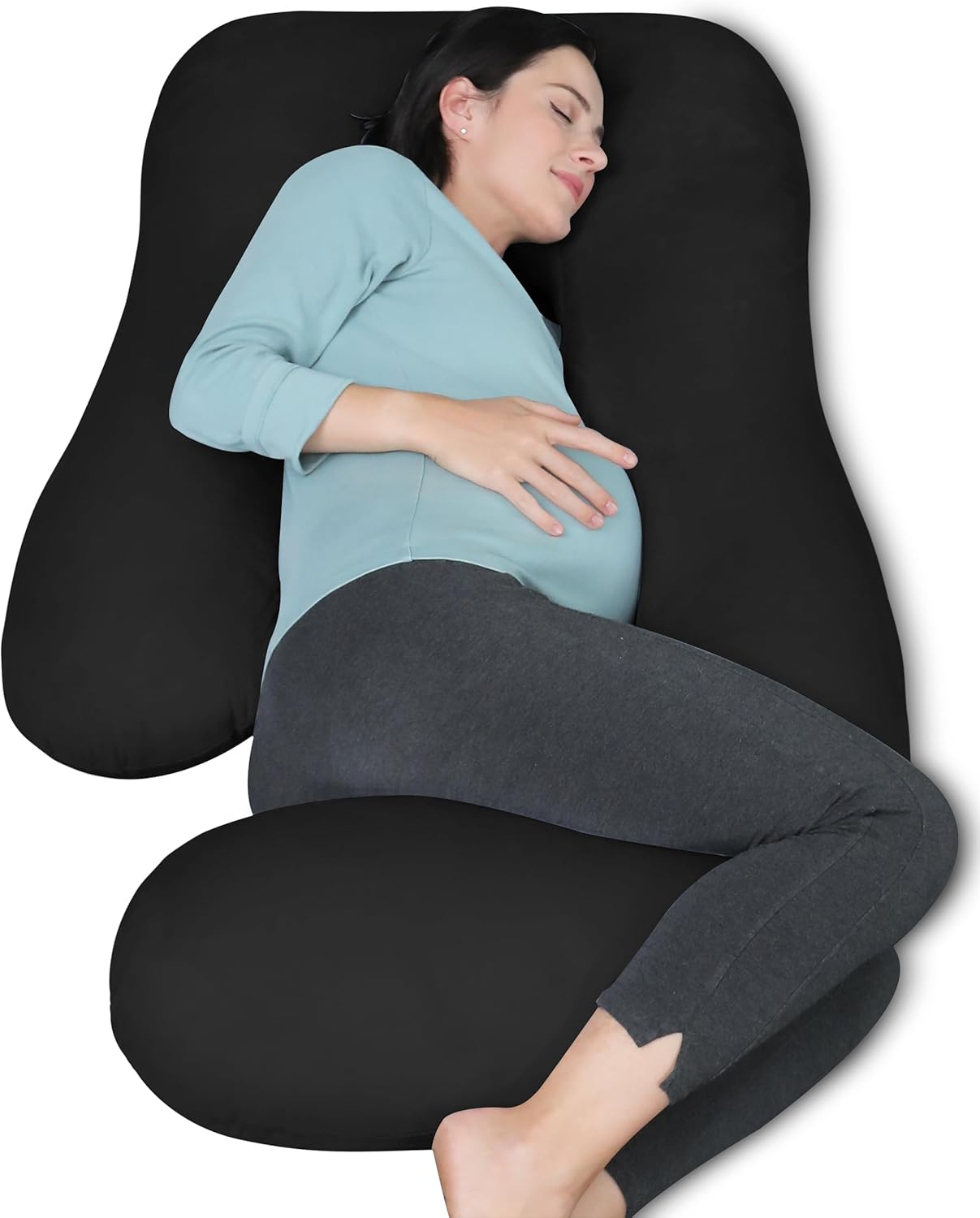 MOON PARK Pregnancy Pillows for Sleeping - U Shaped Full Body Maternity Pillow with Removable Cover - Support for Back, Legs, Belly, HIPS - 57 Inch Pregnancy Pillow for Women - Grey