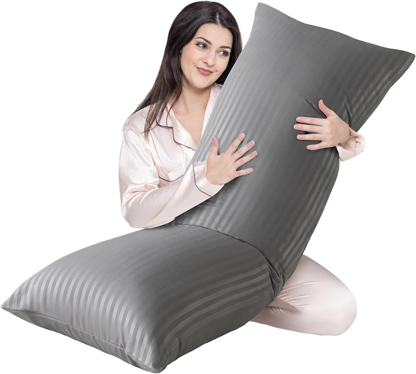 Cosybay Full Body Pillow Insert with Sage Green Pillowcase - Fluffy Long Bed Pillow for Adults - Firm Large Body Pillow with Washable Cover for Side and Back Sleepers - 20x54 Inch(Sage Green)
