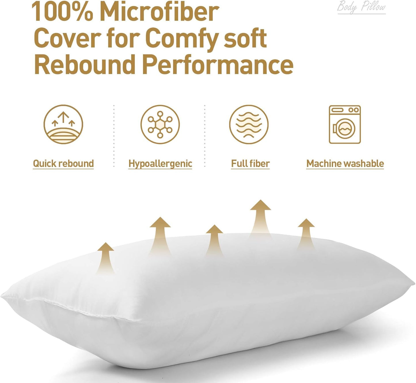 Acanva Fluffy Bed Sleeping Side Sleeper Body Pillow Insert, Extra-Long 20” x 72”, White
