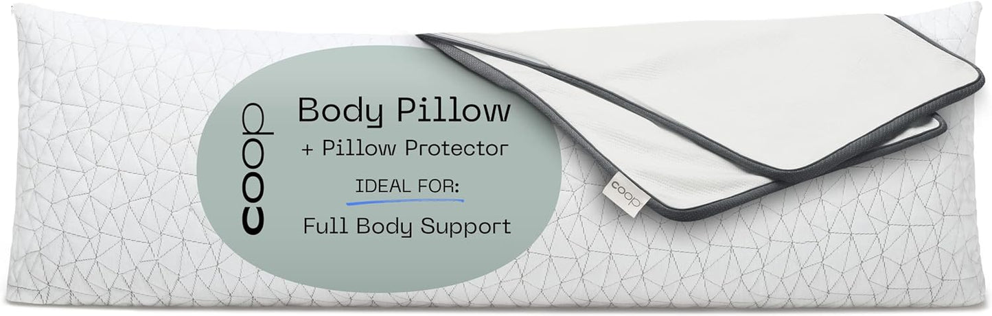 Coop Home Goods Original Adjustable Body Pillow, 20x54 Long Pillow for Back, Shoulder, Hip and Knee Support, Side Sleeper Body Pillows for Adults with Memory Foam & Washable Cover