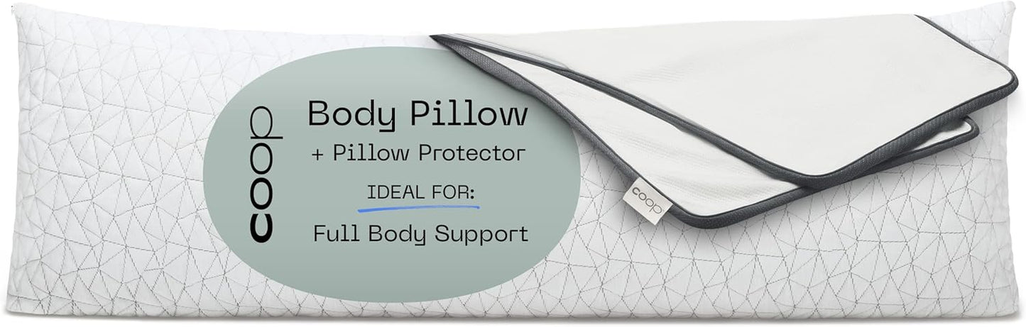 Coop Home Goods Original Adjustable Body Pillow, 20x54 Long Pillow for Back, Shoulder, Hip and Knee Support, Side Sleeper Body Pillows for Adults with Memory Foam & Washable Cover