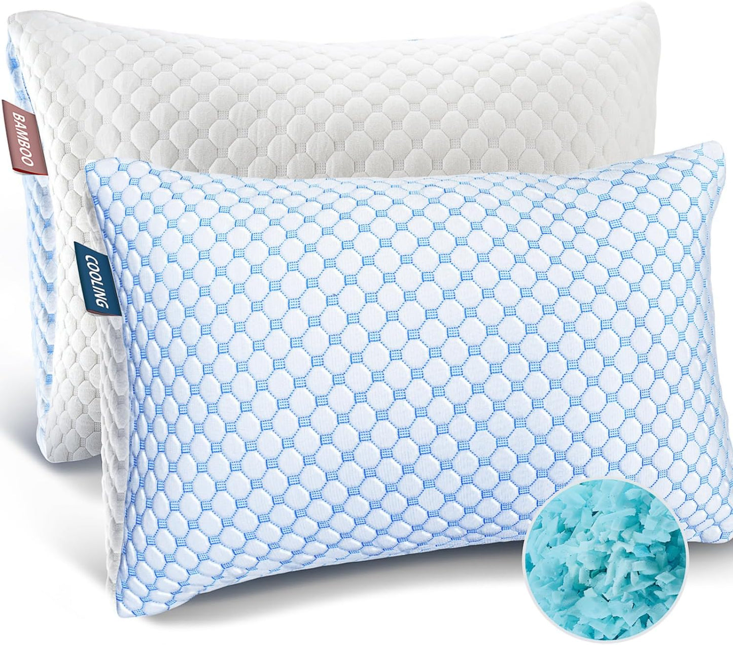 Nestl Cooling Body Pillow for Sleeping 1 Pack, Luxury Shredded Memory Foam Body Pillows, Adjustable Cold Gel Pillows for Hot Sleepers, Supportive Long Pillow for Bed Side Back Stomach Sleepers