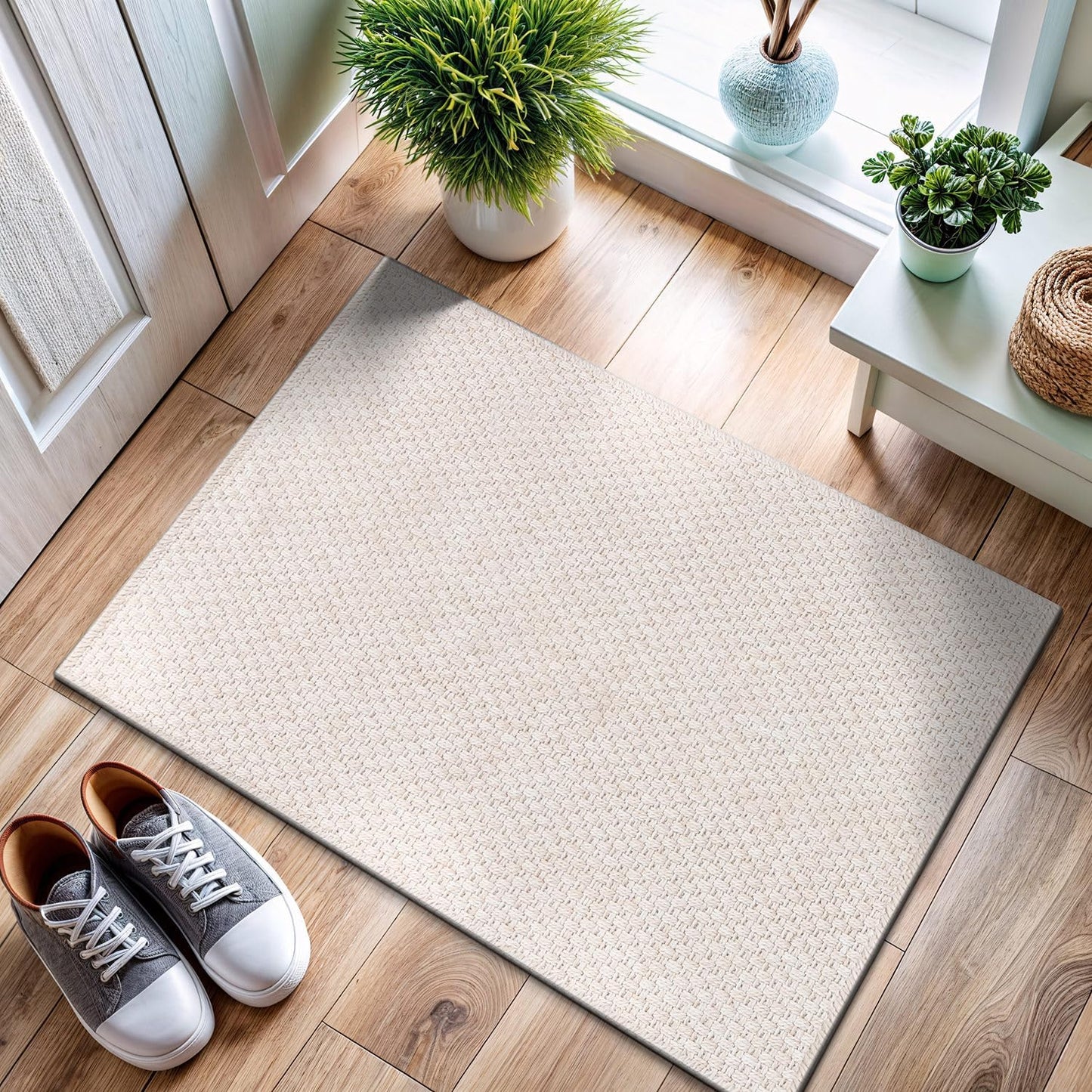 CAMILSON Easy Jute Rug 9x12, Indoor Outdoor Natural Color Fiber Area Rugs for Living Room and Patio Rug Herringbone Seagrass Boho Woven Design Easy-Cleaning Washable Outside Carpet Alfombras 9 x 12