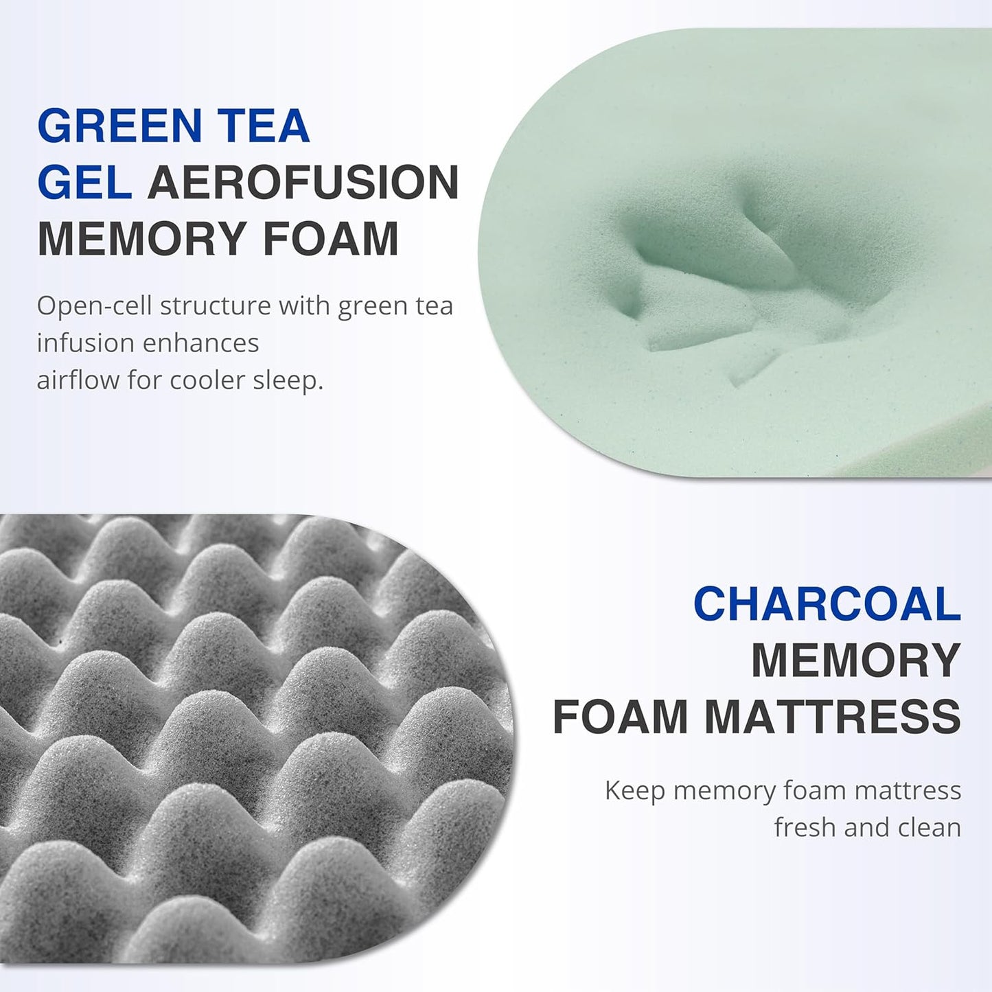 12 Inch Queen Green Tea Memory Foam Mattress for Cool Sleep & Pressure Relief, Bed in a Box, Removable Cover No Fiberglass, CertiPUR-US Certified