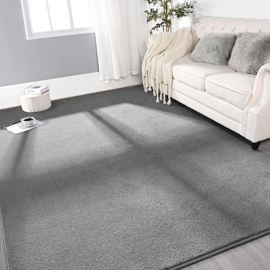 Large Ultra Soft Modern Area Rugs for Living Room Bedroom, 4x6 Feet Grey Thickened Memory Foam Indoor Solid Minimalist Carpets, Non-Slip Comfy Rug for Boys Girls Nursery Room Home Decor