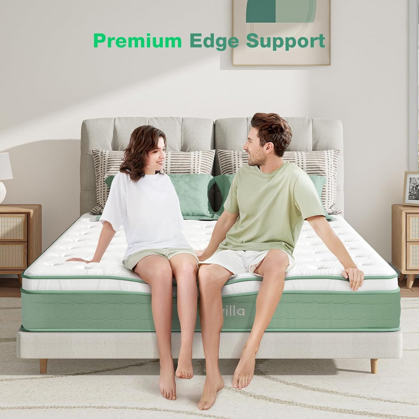 Novilla Queen Size Mattress, 10 Inch Hybrid Mattress in a Box, Foam with Individual Pocket Coils for Quality Sleep, Pillow Top Queen Mattresses with Quilted Cover, Release Pressure