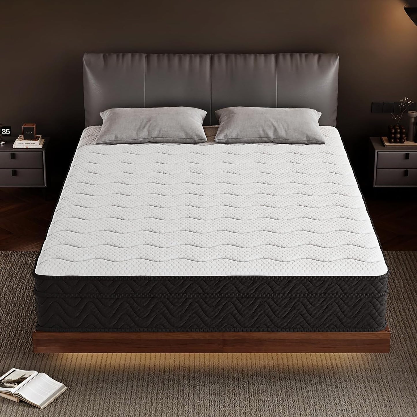 Queen Mattress 12 Inch, Hybrid Mattress Queen Size Bed in a Box, Memory Foam and Individual Pocket Springs, Edge Support, Motion Isolation & Pressure Relief, Medium Firm, 365-Night Trial