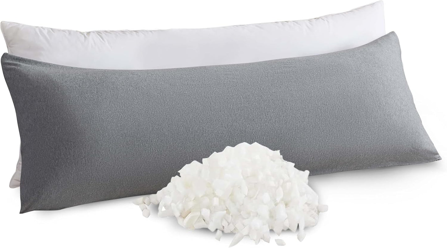 WhatsBedding Memory Foam Body Pillow with Pillowcase, Soft Large Long Bed Pillow for Adults, Breathable Full Body Pillow with Removable Pillow Cover - Dark Grey