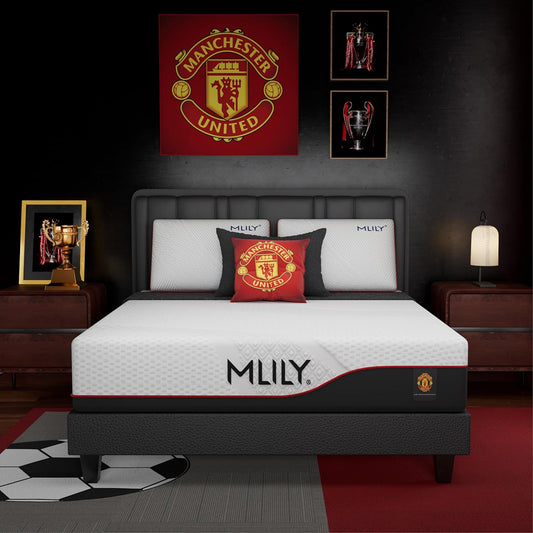 MLILY King Size 12 Inch Manchester United Memory Foam Mattress, Medium Feel, Cool Sleep & Pressure Relief, Fiberglass Free, Made in The USA of Certified Safe US Foam and Global Materials, White