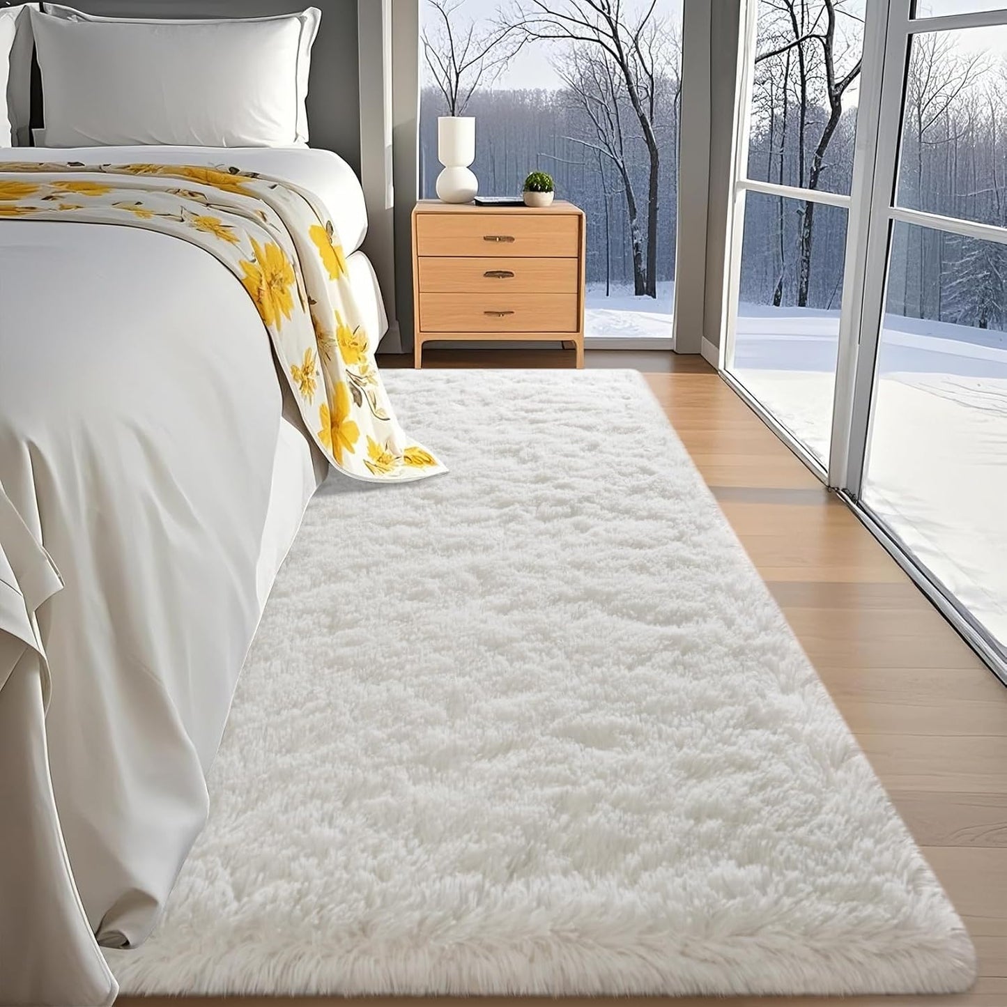 6x9 Feet Machine Washable Area Rugs for Bedroom Living Room, Black Soft Plush Fluffy Fuzzy Shag Shaggy Carpet, Indoor Floor Rugs for Kids, Nursery, Home Decor Aesthetic