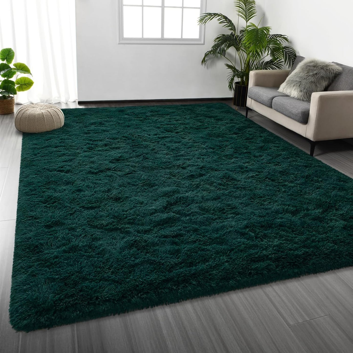 Large Shag Area Rugs 5 x 8, Tie-Dyed Plush Fuzzy Rugs for Living Room, Ultra Soft Fluffy Furry Rug for Bedroom, Indoor Carpet Nursery Rugs for Kids Room Home Decor, Light Grey