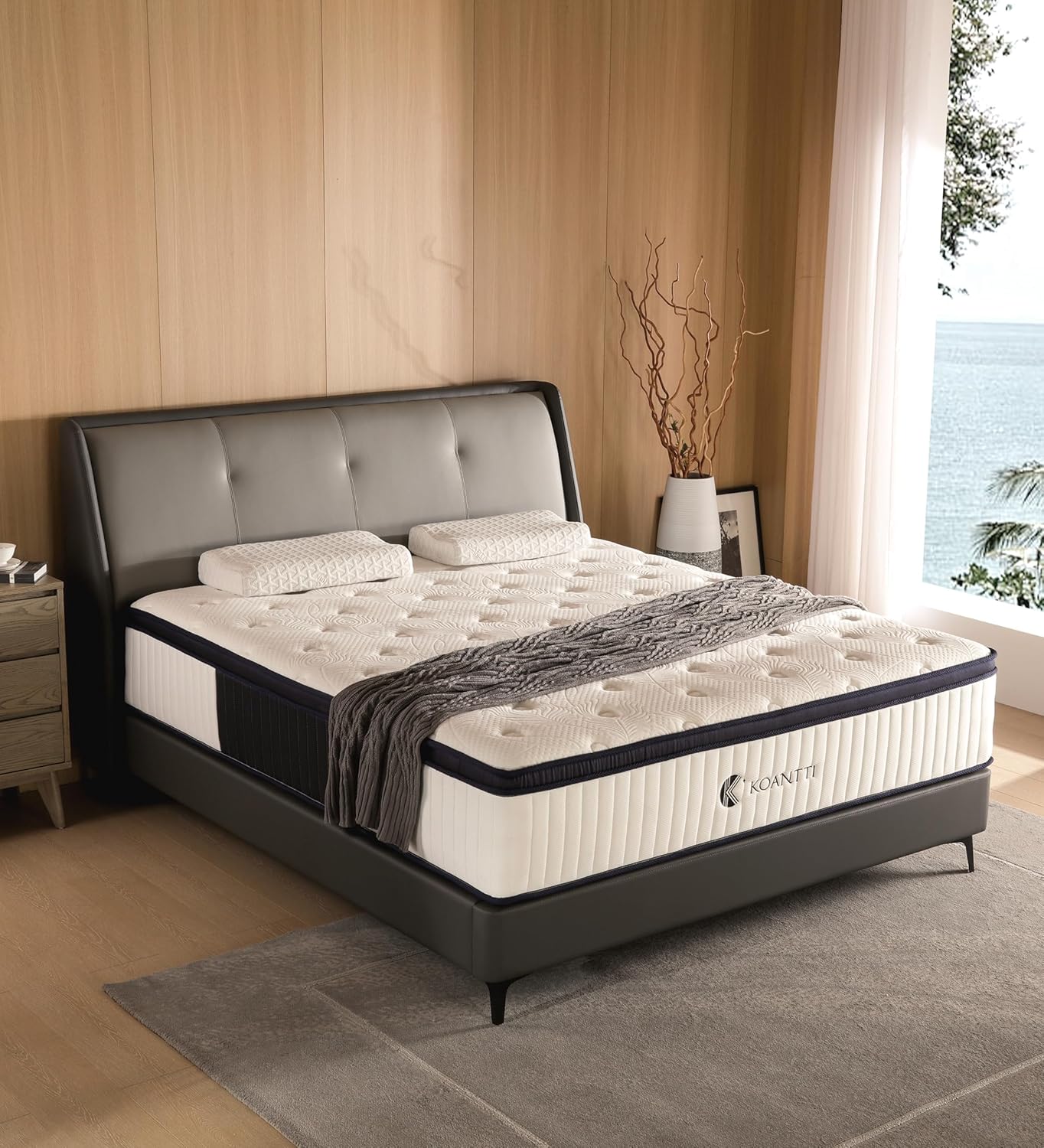 Queen Mattress,12 Inch Queen Size Mattresses Memory Foam Hybrid White Mattress in a Box,with Provide Support and Improve Sleep Mattresses,Medium Firm,CertiPUR-US.