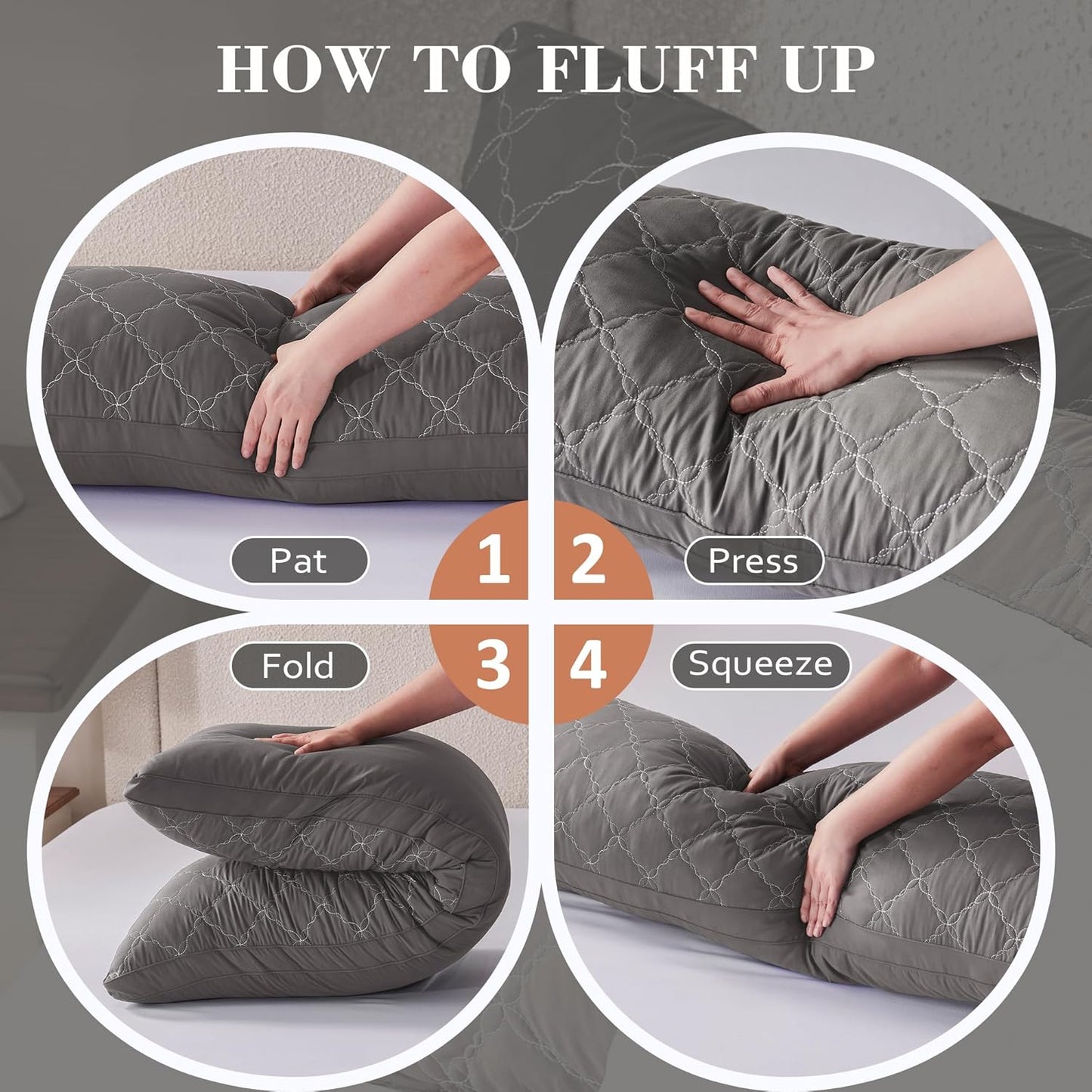 Decroom Memory Foam Body Pillow for Adults, Ultra-Soft Full Body Pillow with Diamond Quilted Cover, Support for Side Sleepers - Machine Washable, 20x54 Inch, Dark Gray