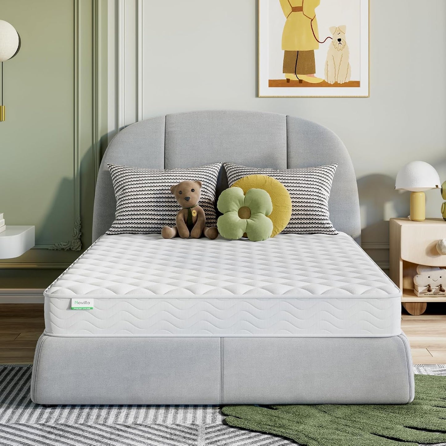 Novilla Queen Size Mattress, 10 Inch Hybrid Mattress in a Box, Foam with Individual Pocket Coils for Quality Sleep, Pillow Top Queen Mattresses with Quilted Cover, Release Pressure