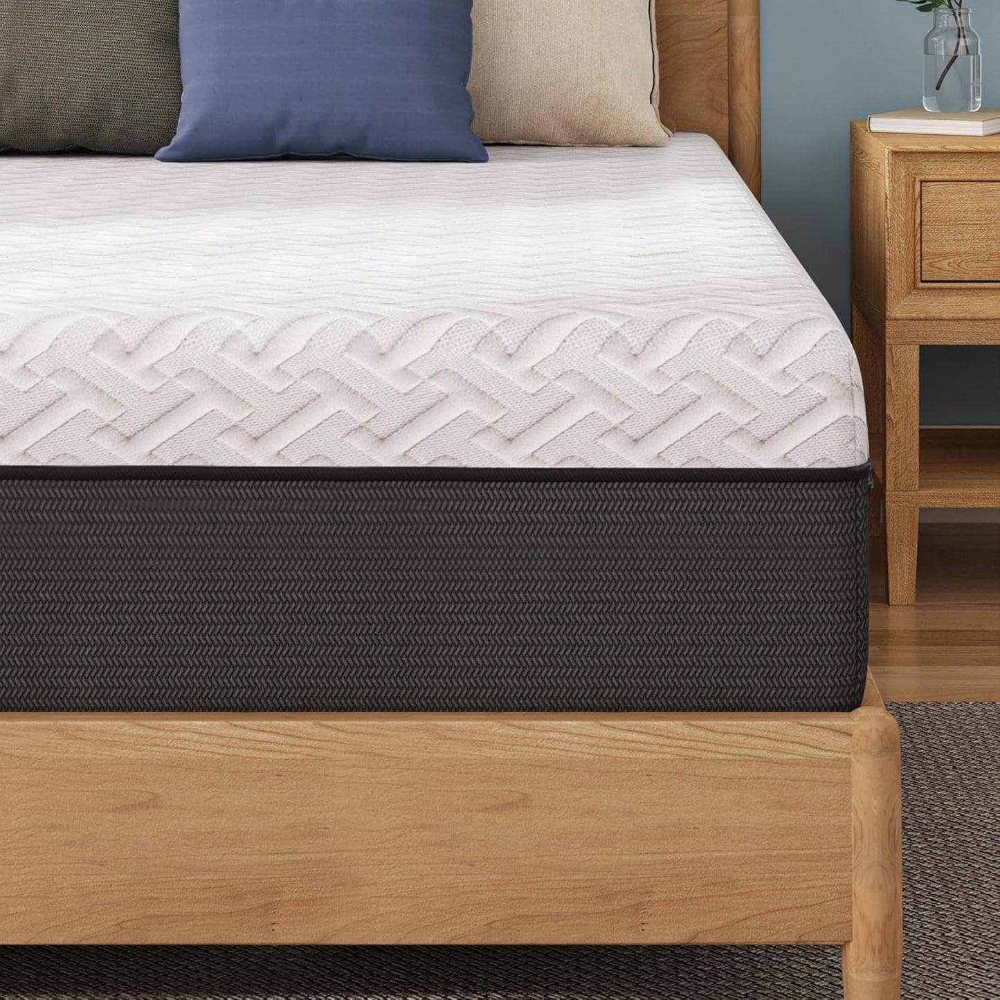 12 Inch Queen Green Tea Memory Foam Mattress for Cool Sleep & Pressure Relief, Bed in a Box, Removable Cover No Fiberglass, CertiPUR-US Certified