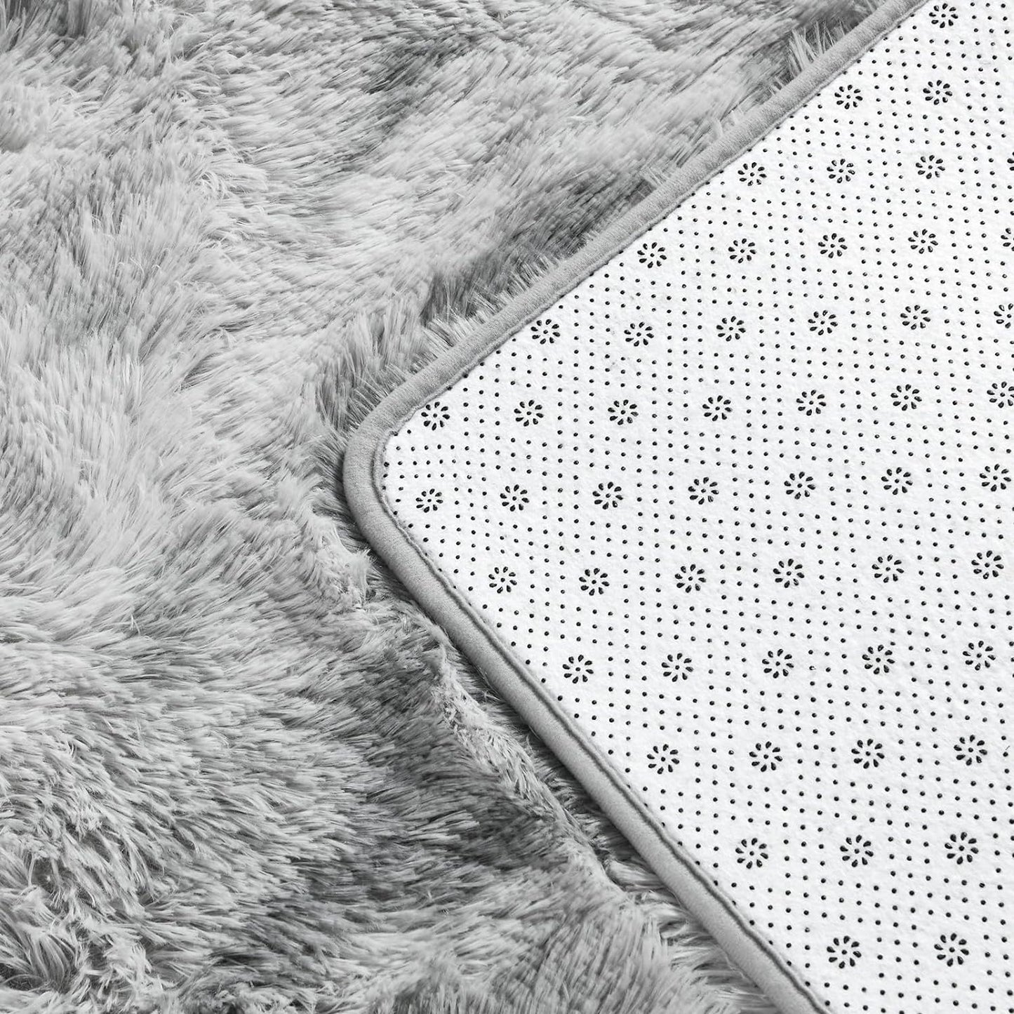 Large Shag Area Rugs 5 x 8, Tie-Dyed Plush Fuzzy Rugs for Living Room, Ultra Soft Fluffy Furry Rug for Bedroom, Indoor Carpet Nursery Rugs for Kids Room Home Decor, Light Grey