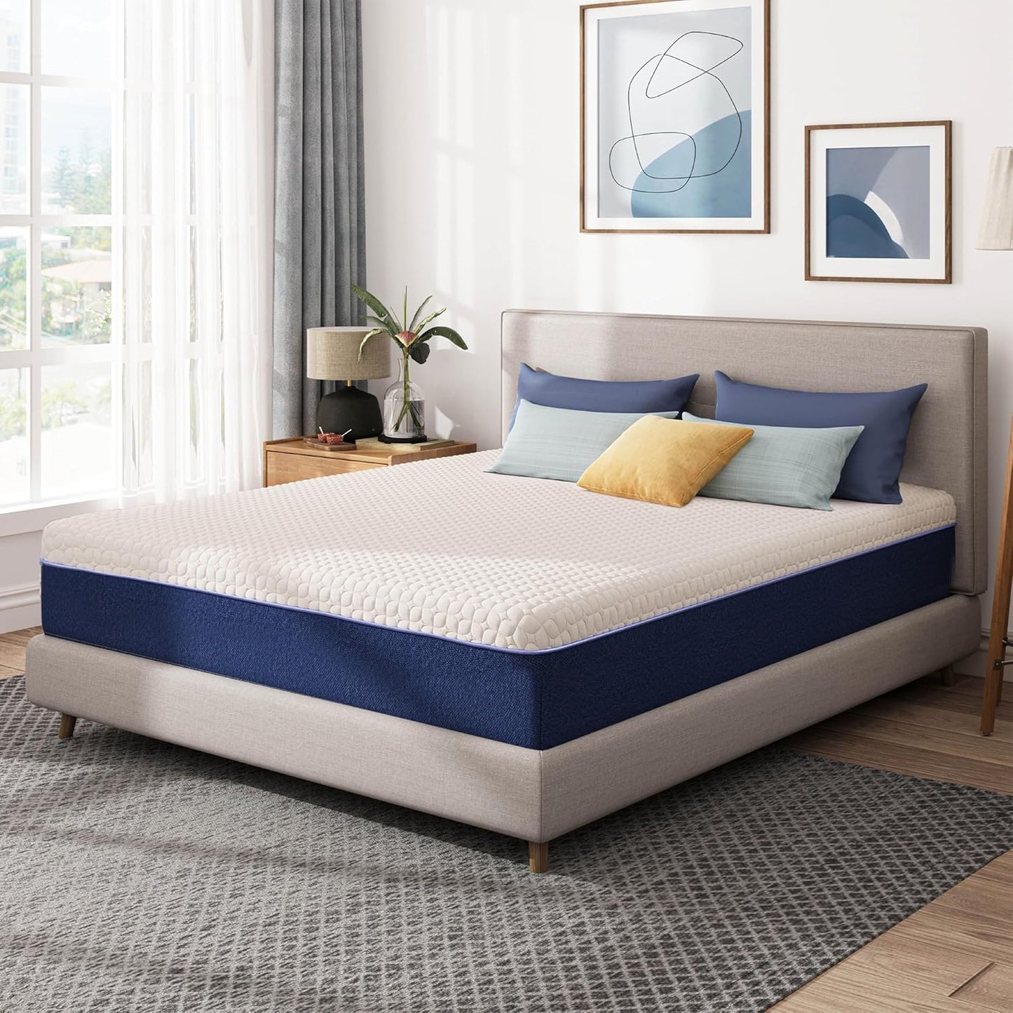 12 Inch Queen Green Tea Memory Foam Mattress for Cool Sleep & Pressure Relief, Bed in a Box, Removable Cover No Fiberglass, CertiPUR-US Certified