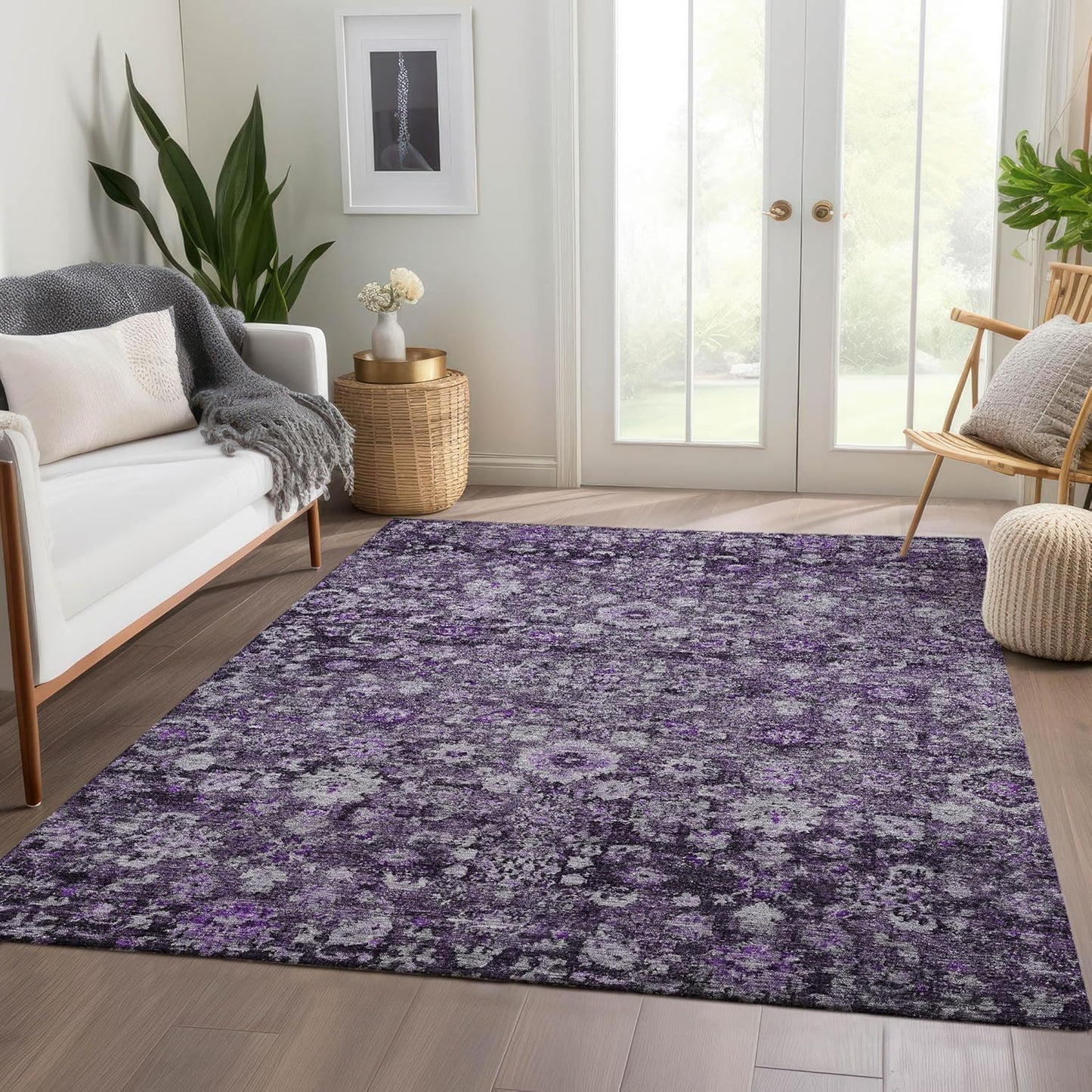 Addison Rugs Chantille ACN651 Purple 8' x 10' Indoor Outdoor Area Rug, Easy Clean, Machine Washable, Non Shedding, Bedroom, Living Room, Dining Room, Kitchen, Patio Rug