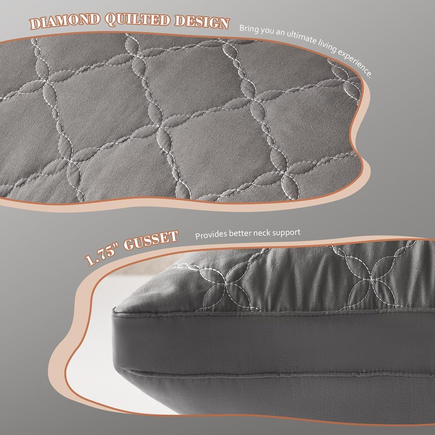 Decroom Memory Foam Body Pillow for Adults, Ultra-Soft Full Body Pillow with Diamond Quilted Cover, Support for Side Sleepers - Machine Washable, 20x54 Inch, Dark Gray