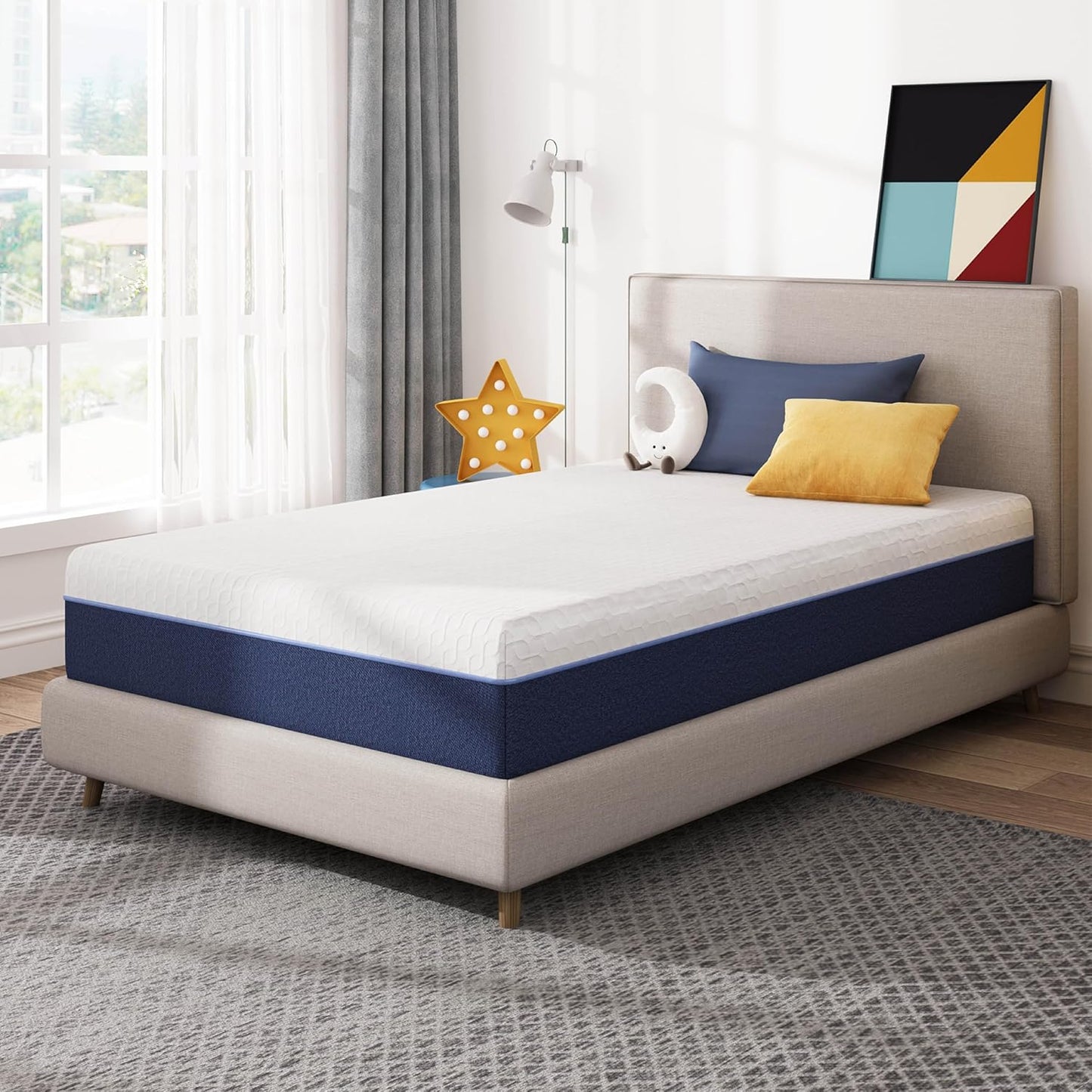 12 Inch Queen Green Tea Memory Foam Mattress for Cool Sleep & Pressure Relief, Bed in a Box, Removable Cover No Fiberglass, CertiPUR-US Certified
