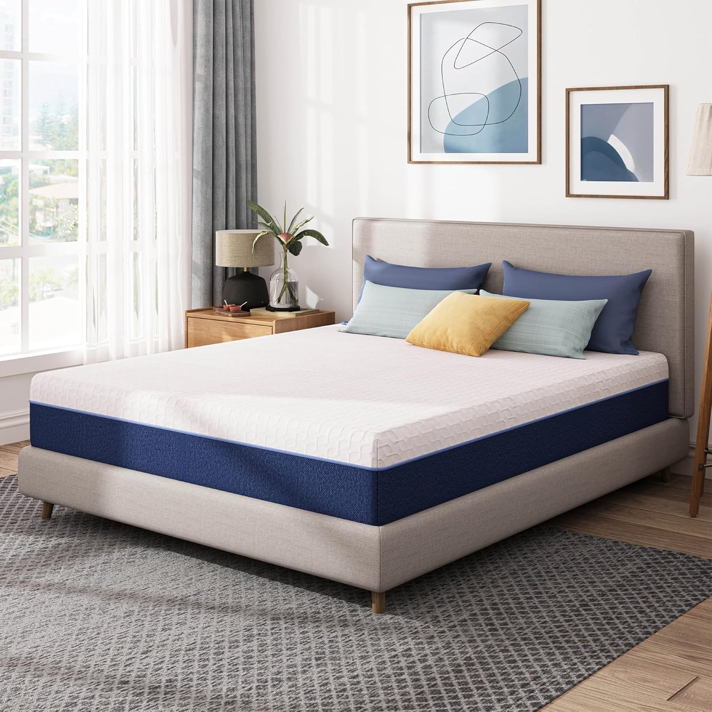 12 Inch Queen Green Tea Memory Foam Mattress for Cool Sleep & Pressure Relief, Bed in a Box, Removable Cover No Fiberglass, CertiPUR-US Certified