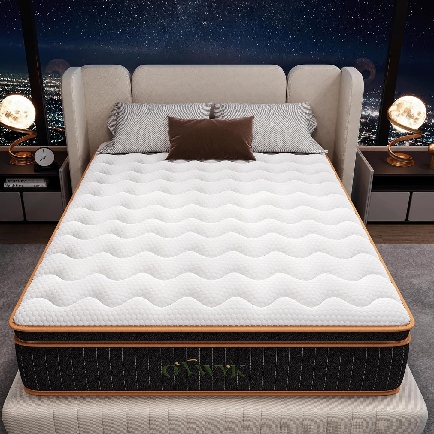 Queen Mattress 12 Inch, Hybrid Mattress Queen Size Bed in a Box, Memory Foam and Individual Pocket Springs, Edge Support, Motion Isolation & Pressure Relief, Medium Firm, 365-Night Trial