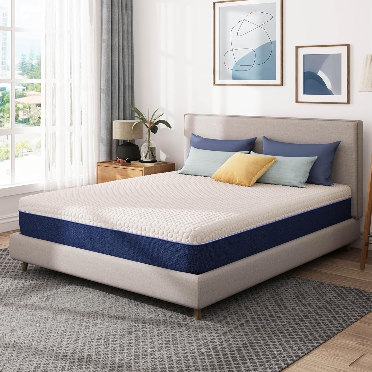 12 Inch Queen Green Tea Memory Foam Mattress for Cool Sleep & Pressure Relief, Bed in a Box, Removable Cover No Fiberglass, CertiPUR-US Certified