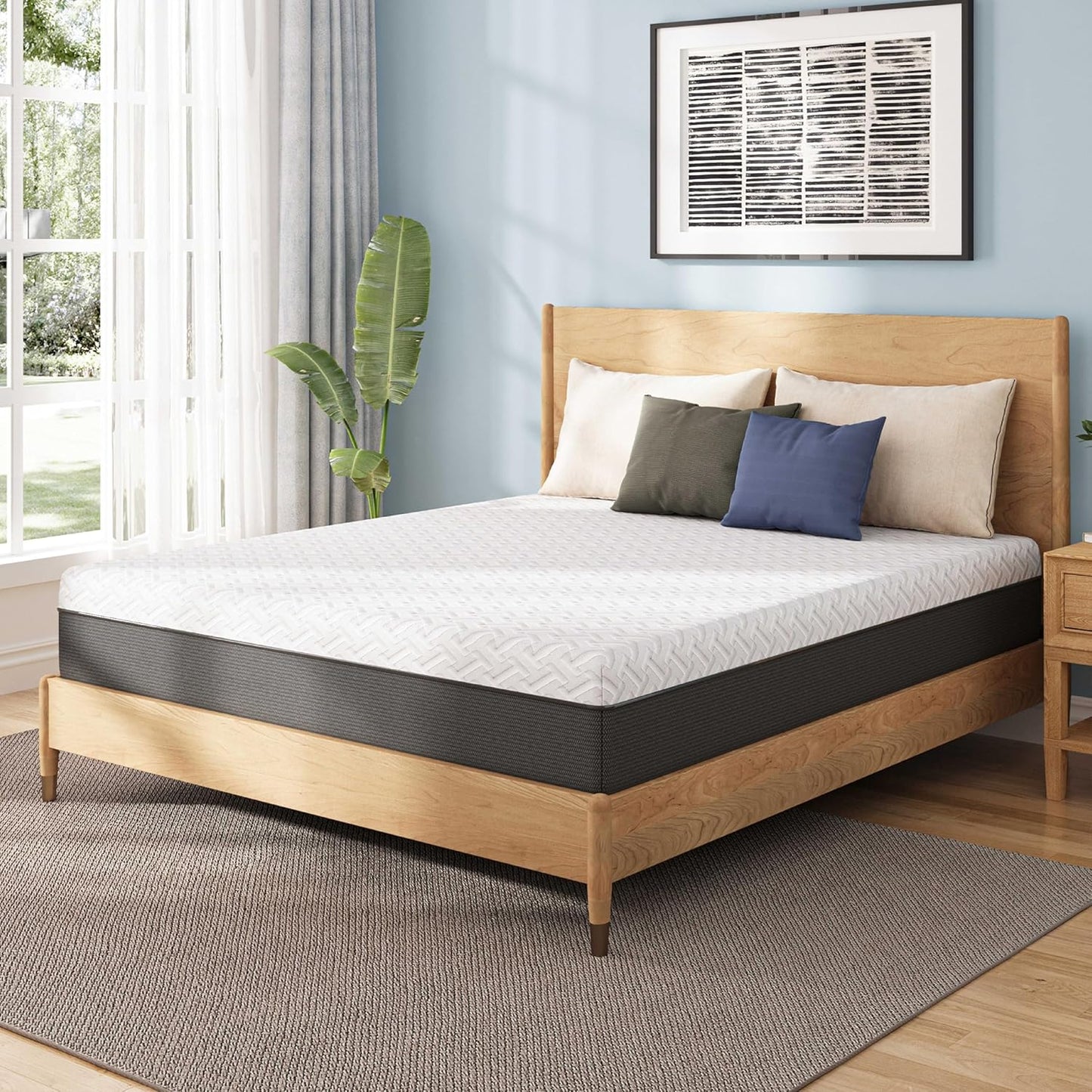 12 Inch Queen Green Tea Memory Foam Mattress for Cool Sleep & Pressure Relief, Bed in a Box, Removable Cover No Fiberglass, CertiPUR-US Certified